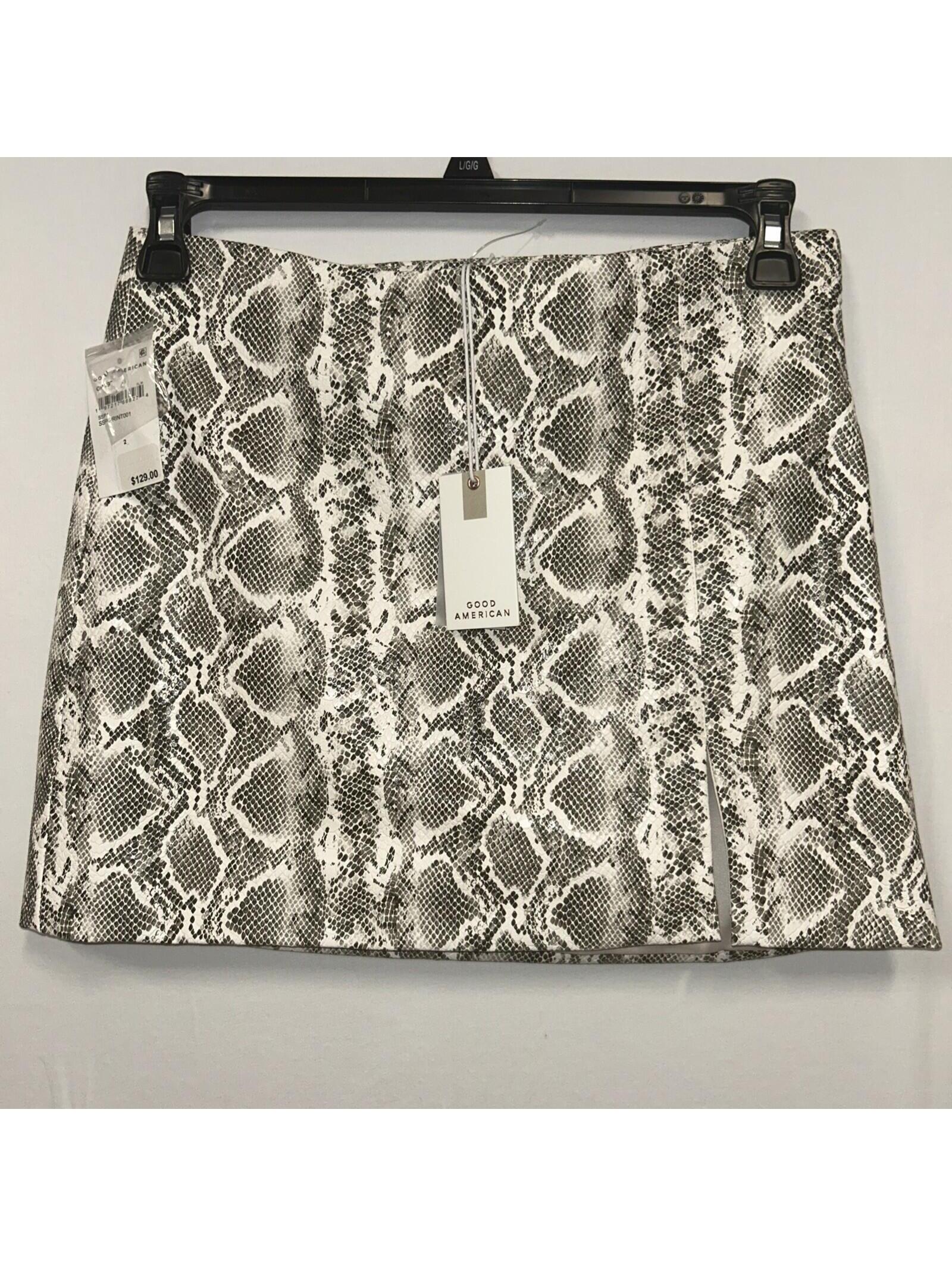 $129 Good American Snake Print Fuax Leather Miniskirt Size 2
